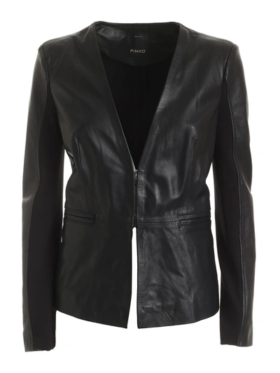 Pinko Bradley Bi-material Jacket In Nero Limousine