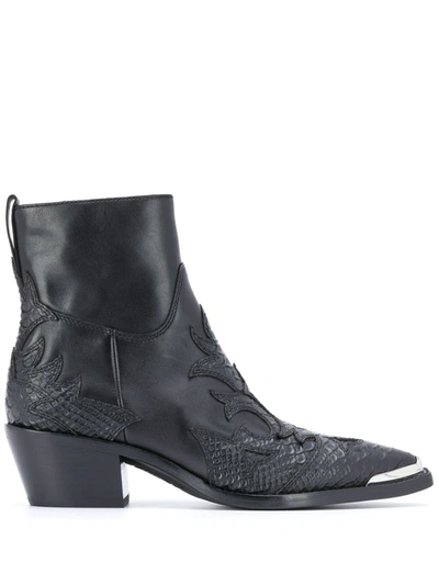 Ash Django Pointed Ankle Boots In Black