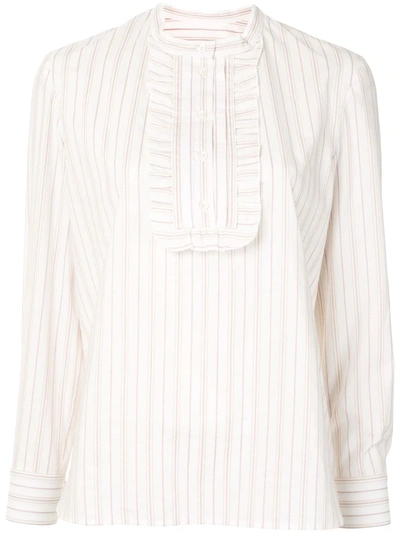 A.p.c. Madeline Jacquard Stripe Blouse In White