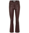 Frame Le Crop Mini Boot Leather Flared Pants In Brown