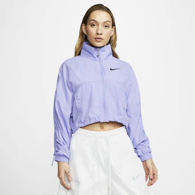 Nike Swoosh Cropped Track Jacket In Lilac-purple In Light Thistle/black