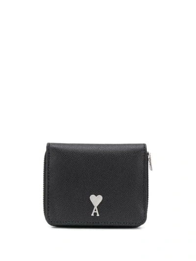 Ami Alexandre Mattiussi Small Leather Flap-over Wallet In Black