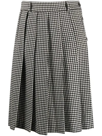 Ami Alexandre Mattiussi Pleated Check Wool-blend Twill Suit Skirt In Black