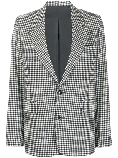 Ami Alexandre Mattiussi Ami Paris Two Buttons Houndstooth Wool Long Jacket In Grey