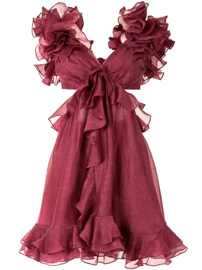 Zimmermann Ladybeetle Ruffled Linen-blend Dress In Red