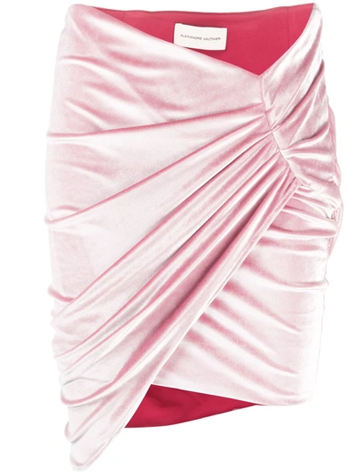 Alexandre Vauthier Ruched Metallic Ribbed-knit Mini Skirt In Rose-pink