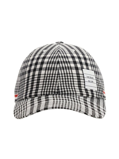 Thom Browne Houndstooth-check Cotton Baseball Cap In  Black