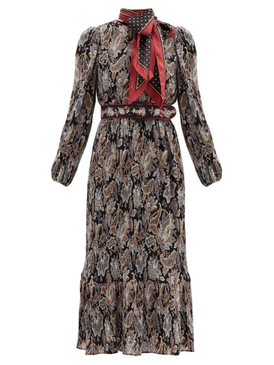 Zimmermann Ladybeetle Pleated Floral-print Georgette Dress In Multi
