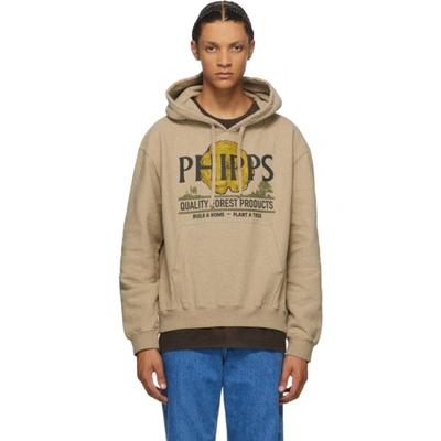 Phipps Lichen Printed Organic-cotton Hooded Sweatshirt In Beige,grey