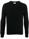 Saint Laurent V-neck Cashmere Sweater In Noir