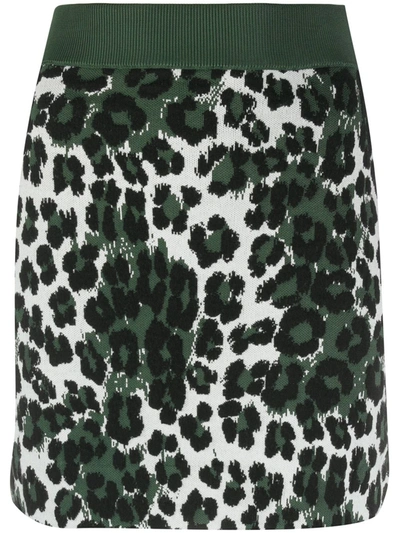 Kenzo Leopard Print Knitted Skirt In Green