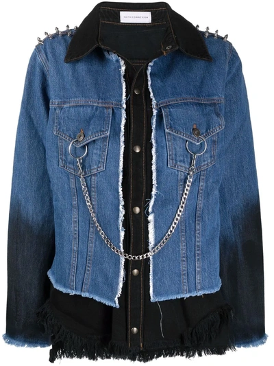 Faith Connexion Chain-embellished Panelled Denim Jacket In Blue