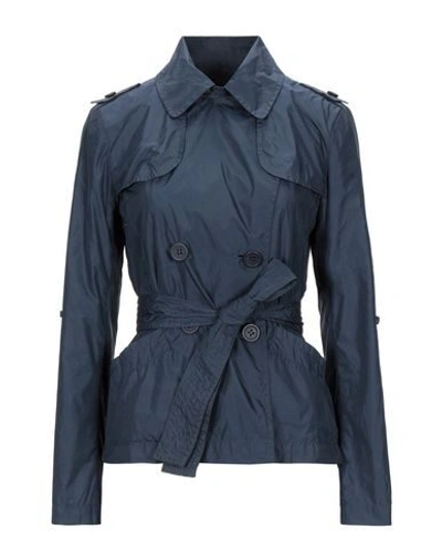 Add Belted Coats In Dark Blue