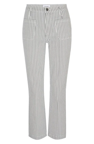 Frame Le Bardot Striped Cropped Flare Jeans In Blanc Multi