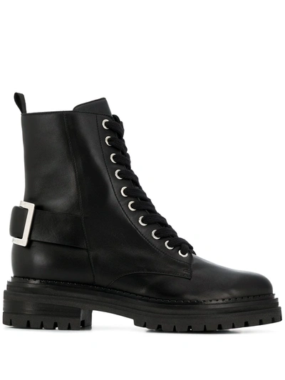 Sergio Rossi Buckle-embellished Combat Boots In Black