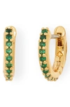 Kate Spade Extra-small Pave Huggie Hoop Earrings, 0.27" In Emerald