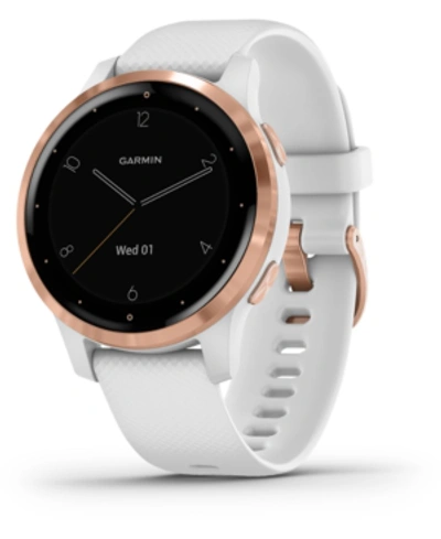 Garmin Unisex Vivoactive 4s White Silicone Strap Touchscreen Smart Watch 40mm In White/rose Gold