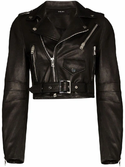 Amiri Women's Black Leather Outerwear Jacket