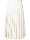 Alessandra Rich High-waisted Pleated Wool-crepe Skirt In White