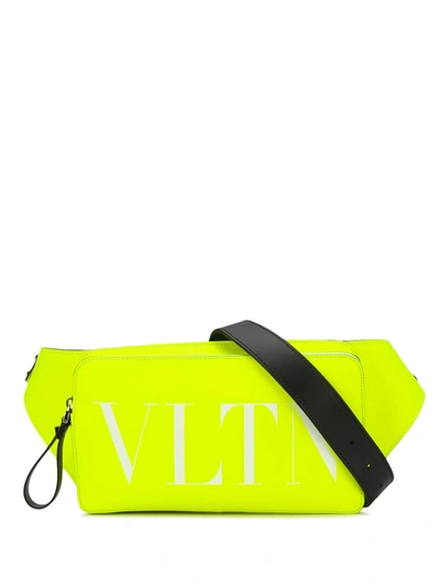 Valentino Garavani Men's Vltn Fluorescent Leather Belt Bag In Yellow