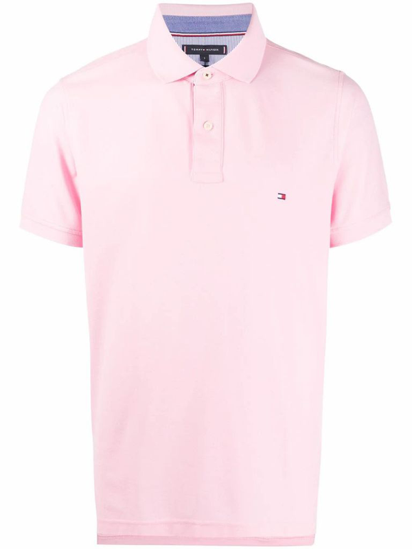 Tommy Hilfiger Men's Pink Cotton Polo Shirt | ModeSens