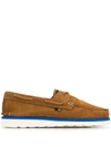 Woolrich Suede Boat Shoes In Brown