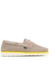 Woolrich Two-tone Sole Suede Loafers In Beige