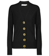 Tory Burch Simone Button-front Wool Cardigan In Black