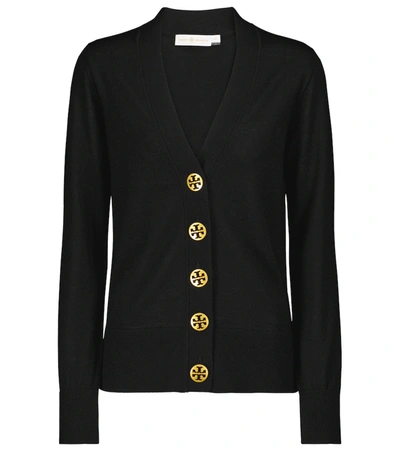 Tory Burch Simone Button-front Wool Cardigan In Black