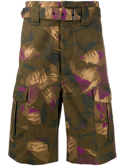 Isabel Marant Belted Camouflage Cargo Shorts In Blue
