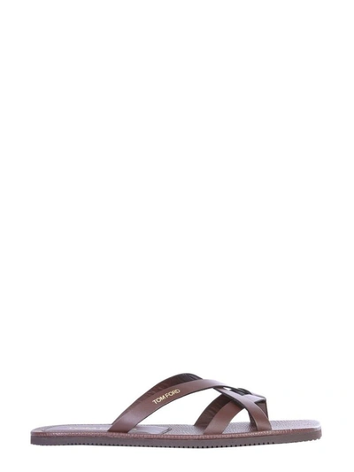 Tom Ford Sandals With Logo In Brown