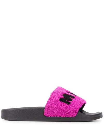 Marni Slide Sandals With Logo In Fuchsia