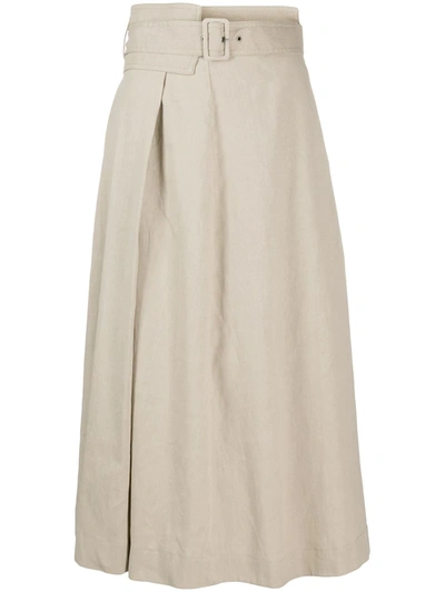 Fabiana Filippi Belted Waist Flared Style Skirt In Neutrals