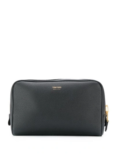 Tom Ford Pebbled Texture Wash Bag In Black