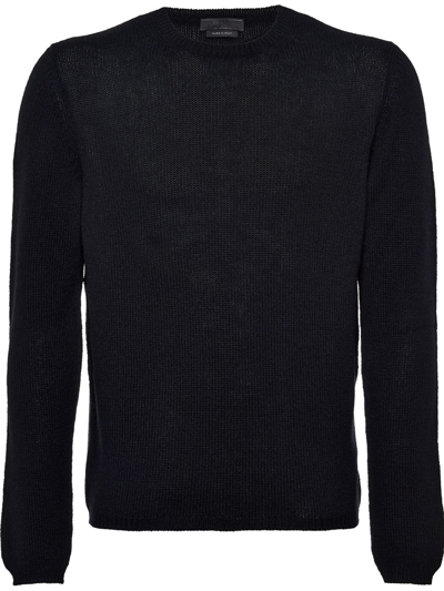 Prada Cashmere Crew Neck Sweater In Black