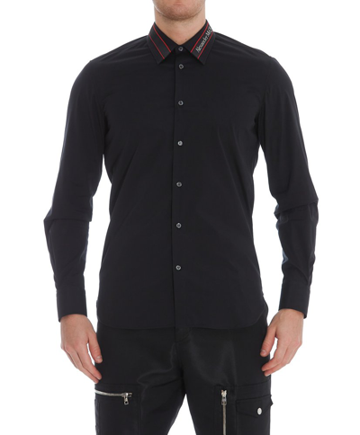 Alexander Mcqueen Cotton Shirt With Logo Detail In Black