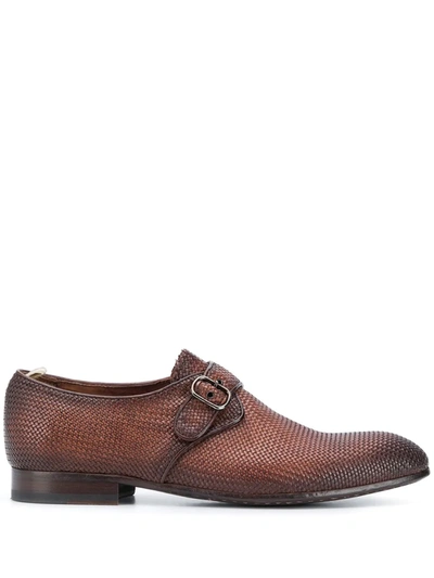 Officine Creative Woven Monk Strap Shoes In Brown