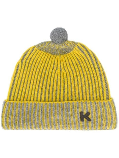 Kenzo Ribbed Bobble Hat In Yellow