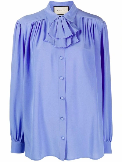 Gucci Women's Light Blue Silk Blouse