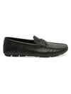 Prada Leather Penny Driving Loafers In Black
