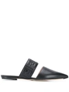 Fendi Ff Embossed Logo Pointed Toe Mule In Black