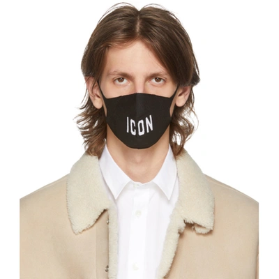 Dsquared2 'icon' Knit Face Mask In Black