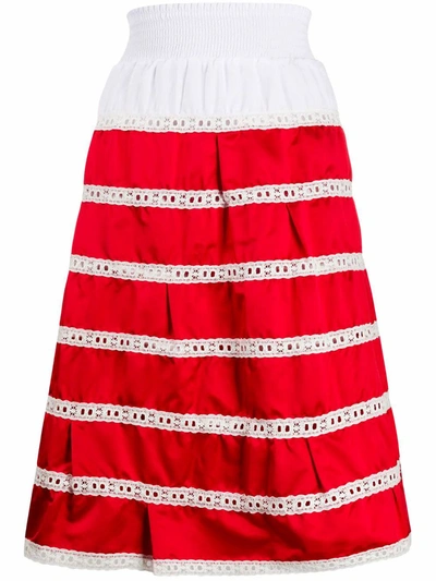 Prada Women's Red Silk Skirt