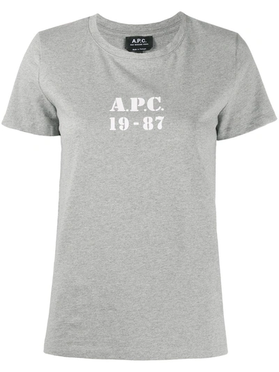 A.p.c. Logo Print T-shirt In Grey