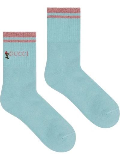 Gucci Women's Light Blue Cotton Socks