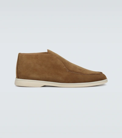 Loro Piana Open Walk Suede Slip-on Desert Shoes In Brown