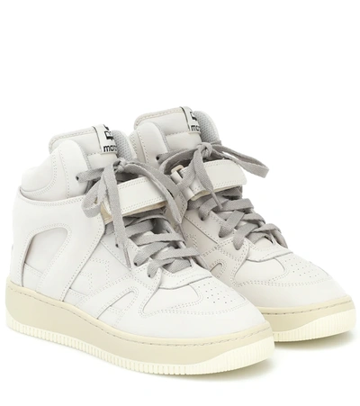 Isabel Marant Brooklee Suede Leather High-top Sneakers In White