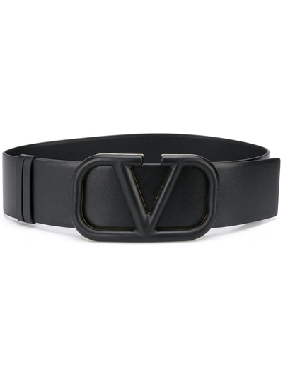 Valentino Garavani Vlogo Signature Leather Belt In Nero