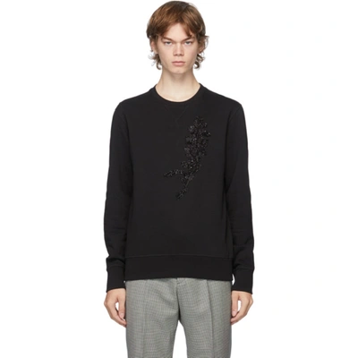 Alexander Mcqueen Black Embroidered Sweatshirt In 1000 Deepbk