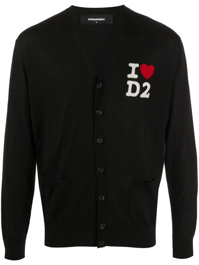 Dsquared2 Wool Cardigan With Logo In Black